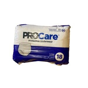 Procare ~ Protective Underwear ~ Pack Of 18~  Size Large 44" - 58” (112cm-147cm)